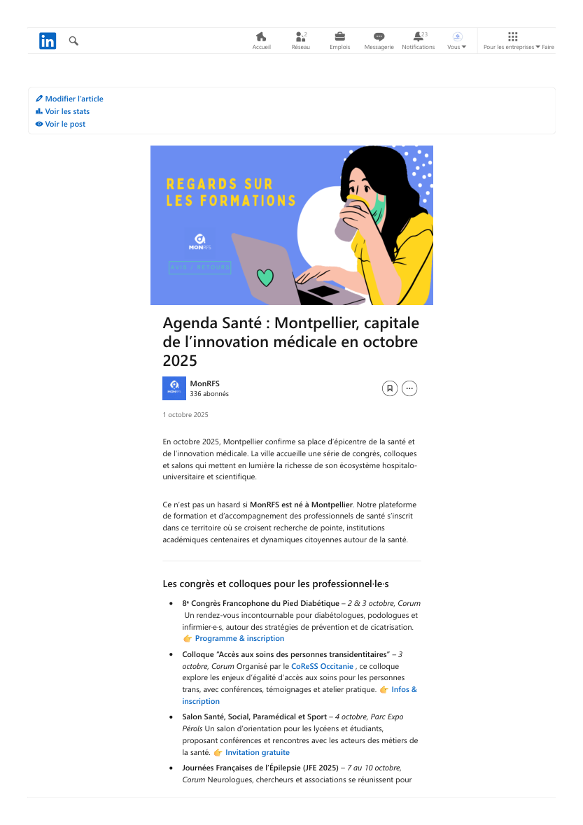 Agenda Santé : Montpellier, capitale de l'innovation médicale en octobre 2025
