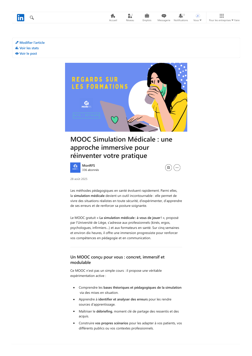 MOOC Simulation Médicale : une approche immersive pour réinventer votre pratique