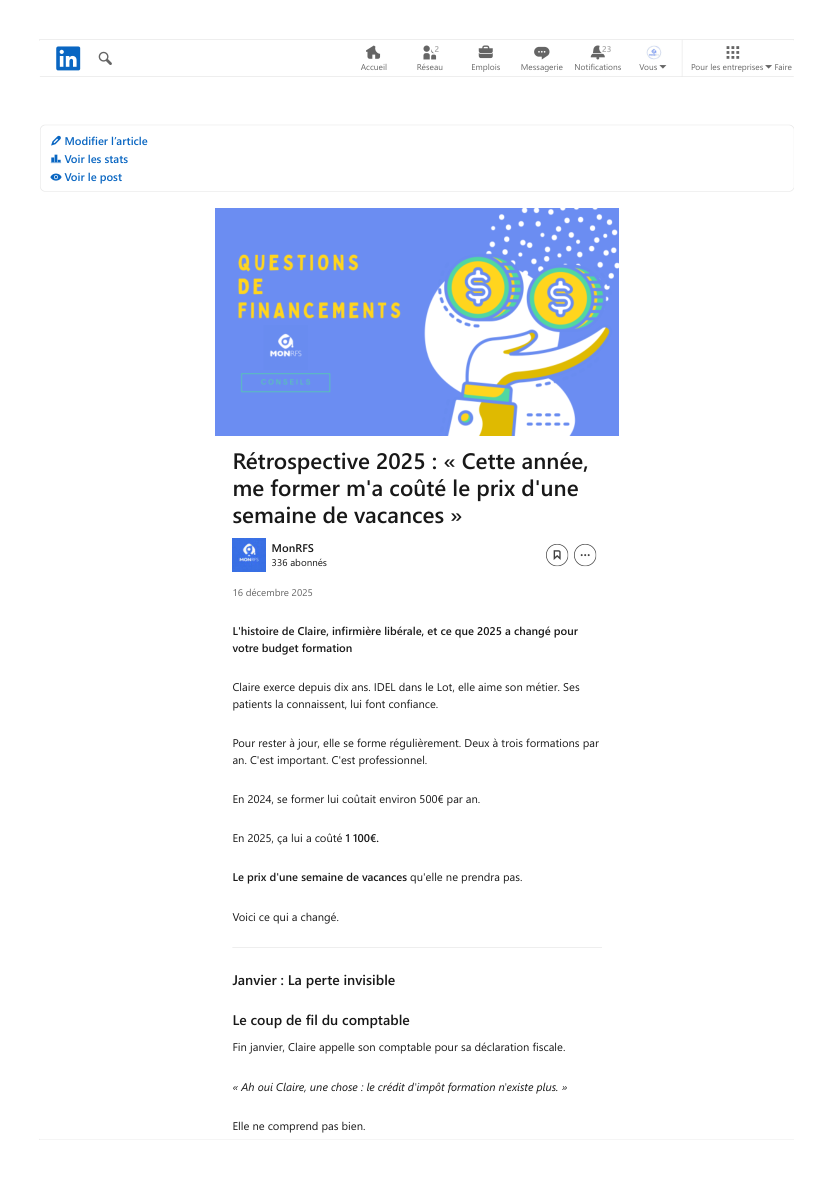 Rétrospective 2025 : me former m'a coûté le prix d'une semaine de vacances