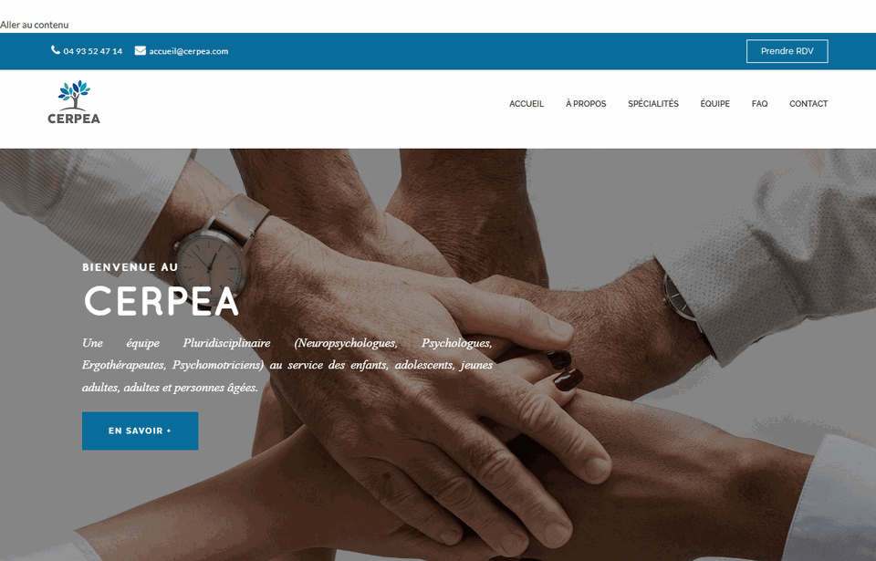 Page d'accueil du site du cabinet CERPEA