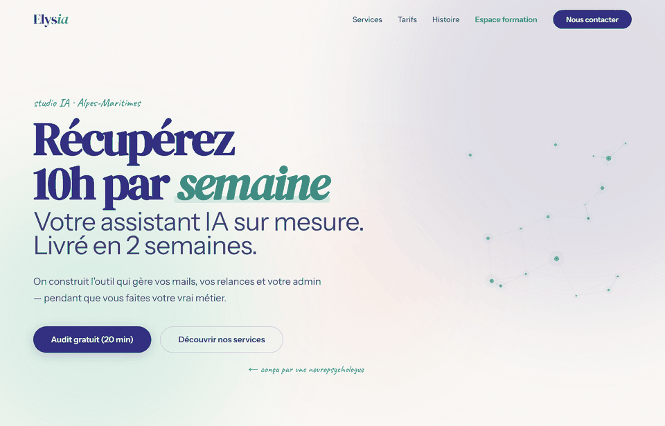 Page d'accueil du site Elys-ia