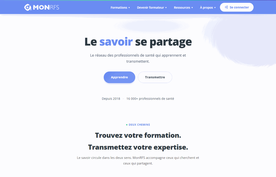 Page d'accueil de la plateforme MonRFS