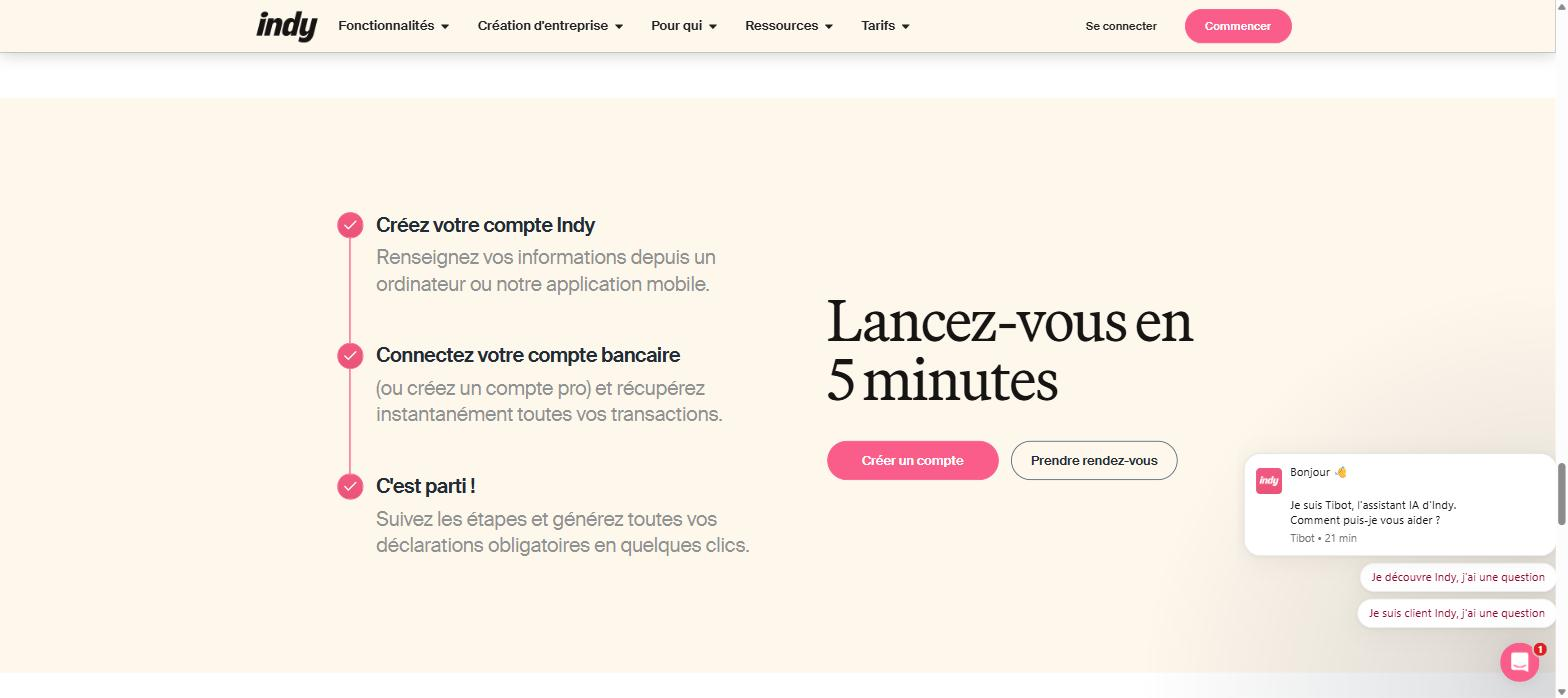 Étapes et durée d'inscription annoncées par Indy.